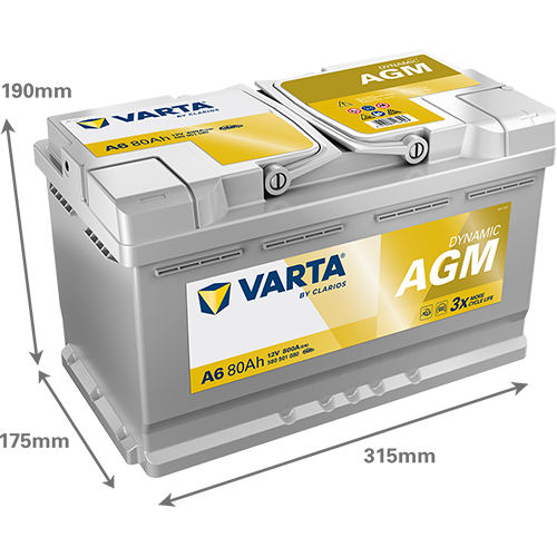 Акумулятор AGM 12V 80AH 800А R+ DYNAMIC 580901080 580 901 080 фото
